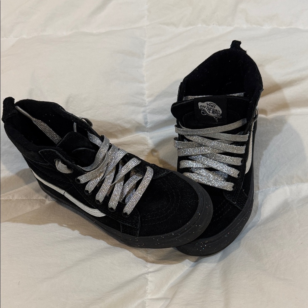 Vans Kids Black and Silver Sneakers